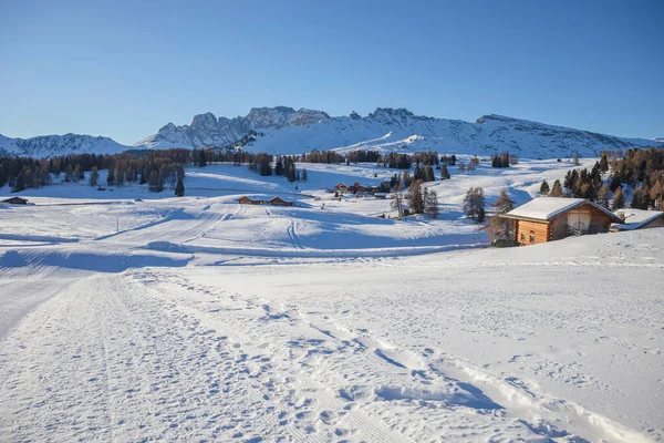 Das Skigebiet Gröden Mit Seiser Alm Ulrich Christina Und Wolkenstein — Stockfoto