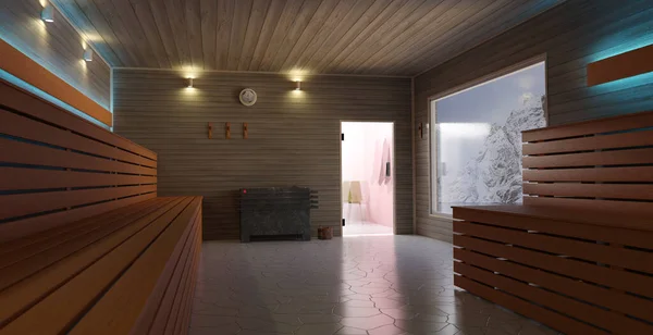 Modern Sauna Room Lovely View Illustration — Stock fotografie