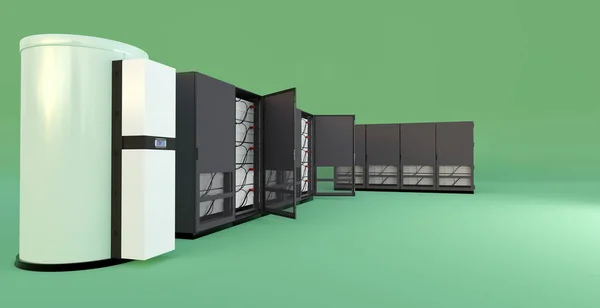 A modern battery storage for small business, 3D illustration
