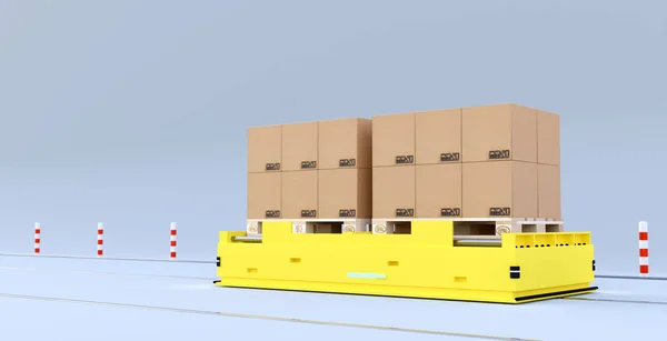 modern warehouse with automation system and robots, 3D illustration