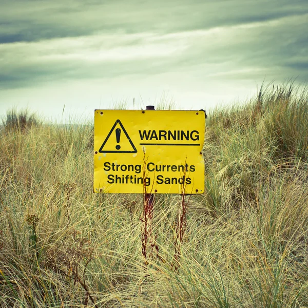 Beach warning sign — Stock Photo, Image