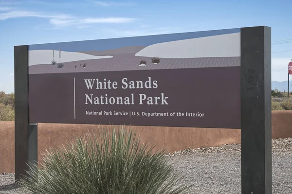 White Sands National Park Sign Stockfoto