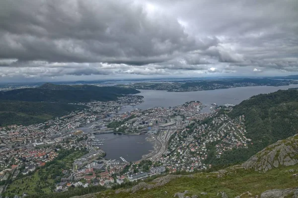 City Bergen Norway Ulriken Mountain — Fotografia de Stock
