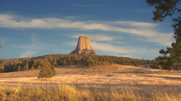 Devils Tower National Monument Severovýchodním Wyomingu Při Západu Slunce — Stock fotografie