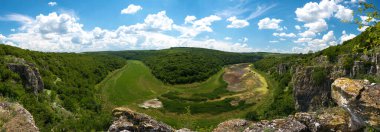 Kurumuş nehir yatağının panoramik görüntüsü - iklim değişikliği kavramı