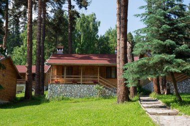 Cozy bungalow in a picturesque mountain campsite in Bulgaria, Eastern Europe in the Rhodope Mountains