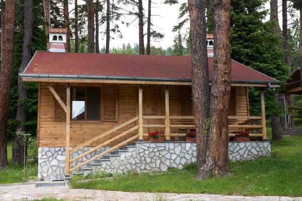 Cozy bungalow in a picturesque mountain campsite in Bulgaria, Eastern Europe in the Rhodope Mountains