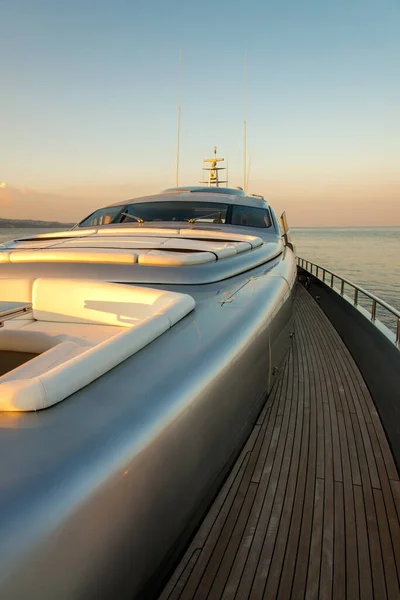 Beautiful Sea View Starboard Side Luxury Yacht Sunset Sunrise Vertical — Foto Stock