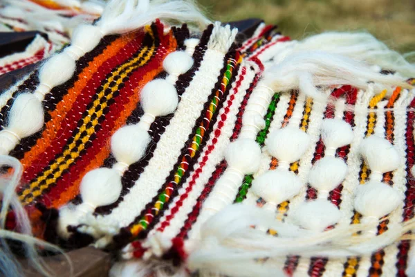 Tapete Tradicional Búlgaro Tecido Mão Foco Seletivo — Fotografia de Stock