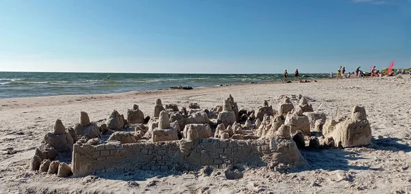 Sand Castle Built Beach Baltic Sea — Stockfoto