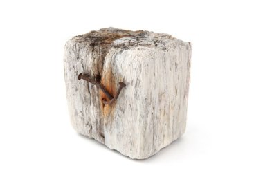 Driftwood isolated on white background. Piece of sea drift wood.