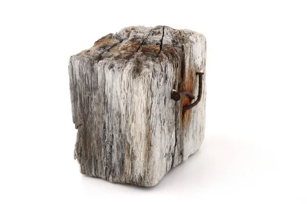 Driftwood Isolated White Background Piece Sea Drift Wood — Stockfoto