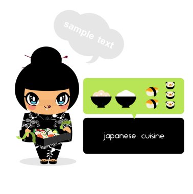 Kawaii cute sushi set clipart