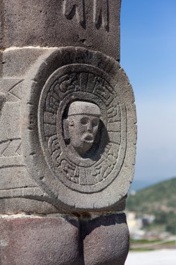 Toltec warriors. Detail. Ancient ruins of Tula de Allende clipart