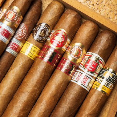 Mexico City, Mexico - April 12, 2022: Cuban Cigars.  All cigar production in Cuba is controlled by the Cuban government, and each brand may be rolled in several different factories in Cuba.