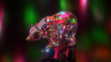 Elmas hayvan koleksiyonu. Yürüyen ayı. Doğa ve hayvanlar konsepti. Kusursuz bir döngünün 3 boyutlu animasyonu. Düşük yalan makinesi