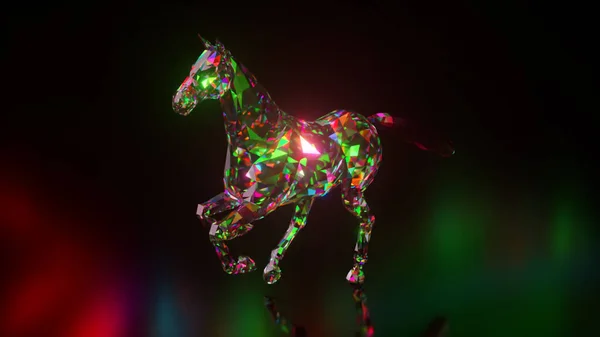 ダイヤモンド動物のコレクション 馬を走らせて 自然と動物の概念 シームレスなループの3Dアニメーション 低ポリ — ストック写真