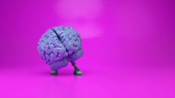 Cerveau Dansant Sur Fond Rose Coloré Concept Intelligence Artificielle Animation — Photo