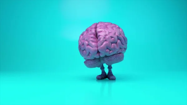 Cerveau Dansant Sur Fond Turquoise Coloré Concept Intelligence Artificielle Animation — Photo