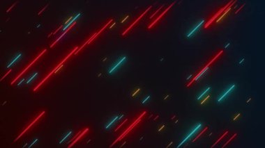 Soyut yönlü neon çizgileri geometrik arkaplan. Veri akışı. Optik fiber. Kusursuz döngü 4k hareket efekti. Renkli modern ışık tayfı.