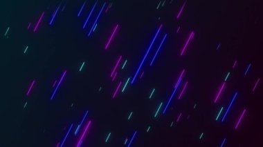 Soyut yönlü neon çizgileri geometrik arkaplan. Veri akışı. Optik fiber. Kusursuz döngü 4k hareket efekti. Renkli modern ışık tayfı.