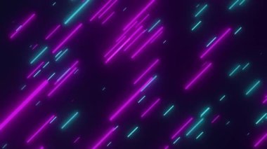 Soyut yönlü neon çizgileri geometrik arkaplan. Veri akışı. Optik fiber. Kusursuz döngü 4k hareket efekti. Renkli modern ışık tayfı.