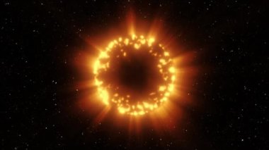 Güneşin doğuşu kavramı. Güneşin yavaş yavaş görünmesi. Tutulma. 3d canlandırma