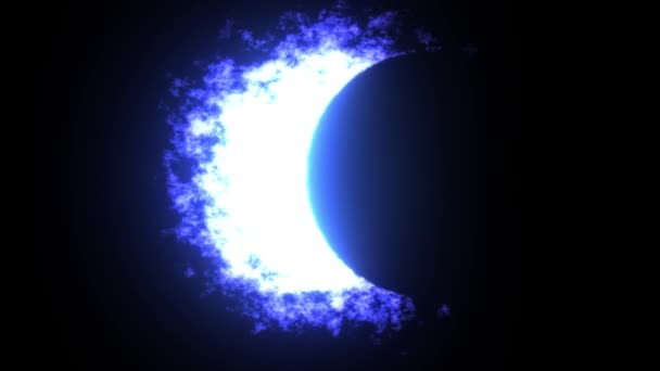 Ολική μπλε ηλιακή έκλειψη. Το φεγγάρι καλύπτει τον ήλιο. 3d κινούμενα σχέδια — Αρχείο Βίντεο