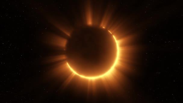 Efecto total del eclipse solar. La luna cubre el sol. animación 3d — Vídeo de stock