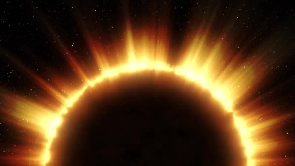 Efecto total del eclipse solar. La luna cubre el sol. animación 3d — Vídeos de Stock