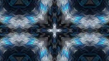 Dalgalı kaleydoskop gibi çok renkli cam dalgalı desen. 3D stil soyut döngülü bg, parlak sıvı camdan dalgalı simetrik yapı. 4k moda renkli sıvı animasyonu.