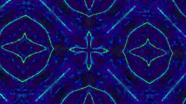 Abstracte blauwe caleidoscoop patronen. 4K Geometrische Animatie Achtergrond. Uniek caleidoscopisch ontwerp. — Stockvideo