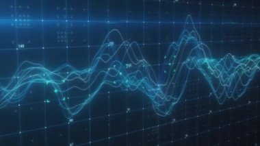 Dalga borsaları mavi grafik 3d döngü animasyonu. Farklı pazar durumu, yükselen iş ve finans grafiği, ekonomi veri diyagramı ve para yatırım analizi döngüsel ve soyut kavram.