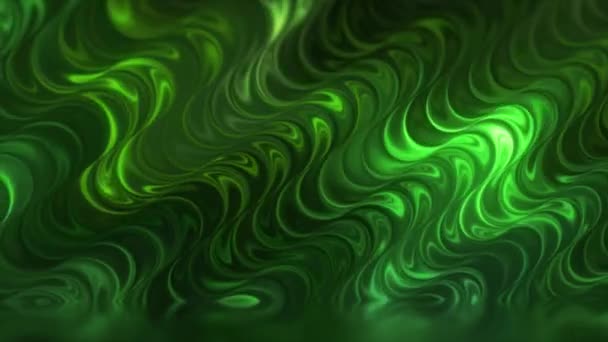 Abstracto 3d renderizar fondo de superficie de aceite olográfico, superficie ondulada lámina, onda y ondas, luz ultravioleta moderna, colores de espectro verde neón. Inconsútil bucle de animación 4k — Vídeos de Stock