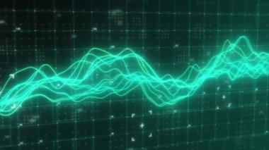 Dalga borsaları yeşil çizelge 3d döngü animasyonu. Farklı pazar durumu, yükselen iş ve finans grafiği, ekonomi veri diyagramı ve para yatırım analizi döngüsel ve soyut kavram.