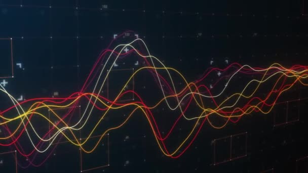 Hullám tőzsdei piros chart 3D ciklus animáció. Eltérő piaci helyzet, növekvő üzleti és pénzügyi grafikon, gazdasági adatok diagramja és pénzbefektetések elemzése hurok és absztrakt fogalom. — Stock videók