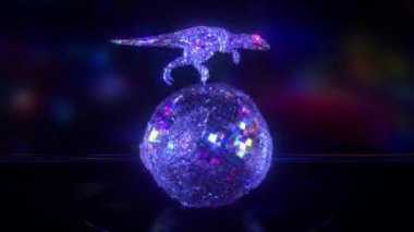 Elmas hayvan koleksiyonu. Dinozor tüm dünyayı dolaşıyor. Doğa ve hayvanlar konsepti. Kusursuz bir döngünün 3 boyutlu animasyonu. Düşük yalan makinesi