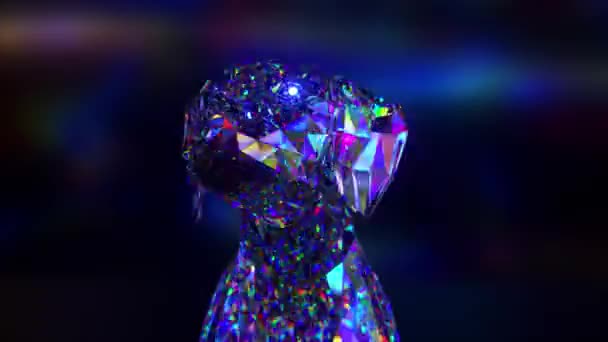 Collection d'animaux diamantés. Chien aboyant. Concept nature et animaux. Animation 3D d'une boucle transparente. Basse poly. — Video