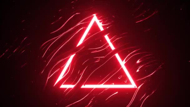 Alambres intermitentes y triángulo. Composición abstracta del club con destellos de neón. animación 3d de un bucle sin costuras — Vídeos de Stock