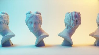 Antik Roma beyaz mermeri Venüs 'ün hafif arka planda dönen heykeli. Kusursuz bir döngünün 3d animasyonu.