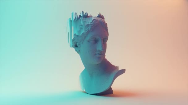 Ancient Roman white marble rotating head of Venus on a light background. 3d animation of a seamless loop. — Stock Video