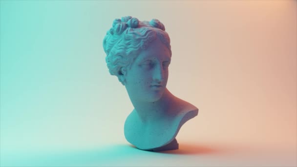 Forntida romersk vit marmor roterande huvud Venus på en ljus bakgrund. 3D-animering av en sömlös slinga. — Stockvideo