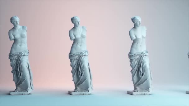 Glitch de estatuas de Venus sobre fondo claro. 4K. Ultra alta definición. 3840x2160. Animación 3D de bucle sin costura — Vídeo de stock
