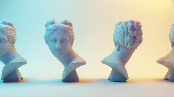 Starożytny rzymski biały marmur obracający się posąg Wenus na jasnym tle. Animacja 3D płynnej pętli. — Wideo stockowe