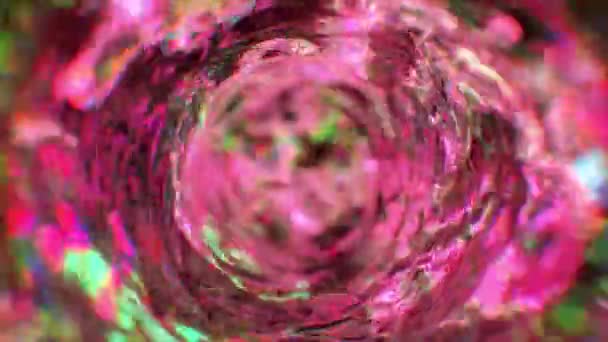 Entonnoir tourbillonnant dans l'éclairage au néon. Tunnel d'eau rond. Couleur rose. Animation 3D d'une boucle transparente. — Video