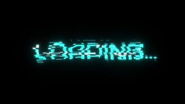 Siyah arkaplana yazı yükleniyor. Mavi renk. Dijital yazı tipi. Kusursuz bir döngünün 3d animasyonu