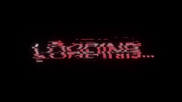 Завантаження напису на чорному тлі. Червоний колір. Цифровий шрифт.3d анімація безшовної петлі — стокове відео