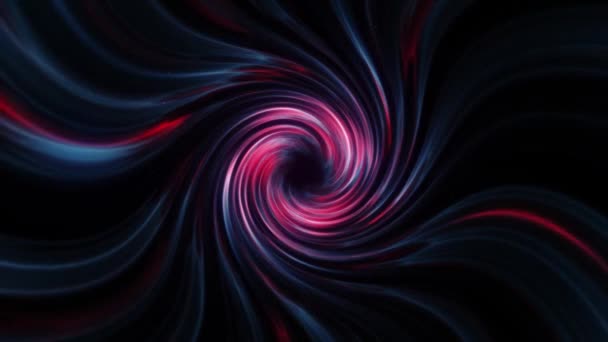 Fondo abstracto. Brillante remolino sobre fondo negro. El concepto de espacio-tiempo. Color violeta azul. animación 3d. — Vídeos de Stock