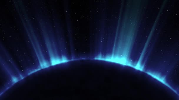 Cosmic eclipse. Black background. Blue color. 3d animation — Stock Video