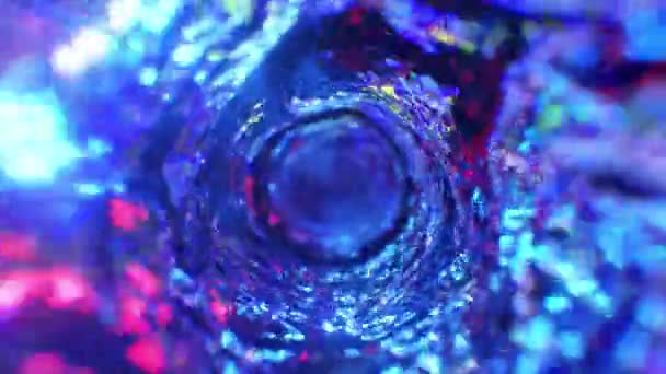 霓虹灯下旋转的水漏斗。圆形水洞蓝色。无缝循环3D动画. — 图库视频影像